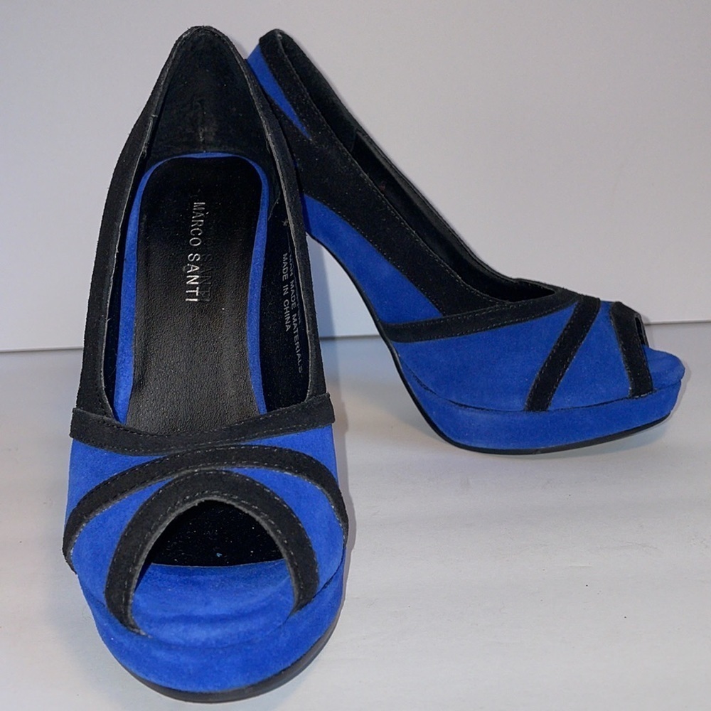 MARCO SANTI blue cobalt Virginia heels pumps in women’s 5.5M - Picture 9 of 14